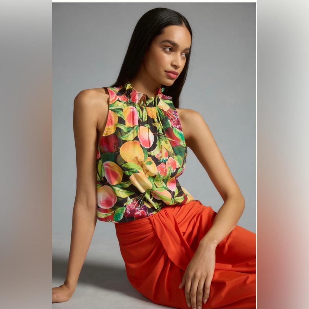 Maeve poplin ruffle - neck halter tank